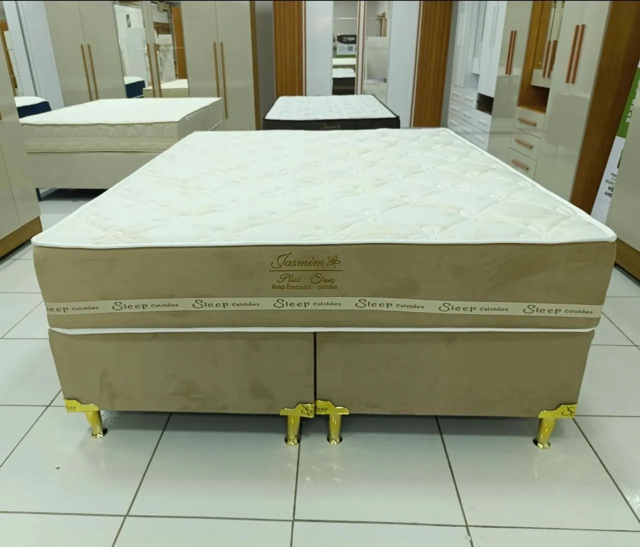 Cama Box Queen Jasmin Plus, base + colchão com molas ensacadas - Entrega imediata; - Foto 3