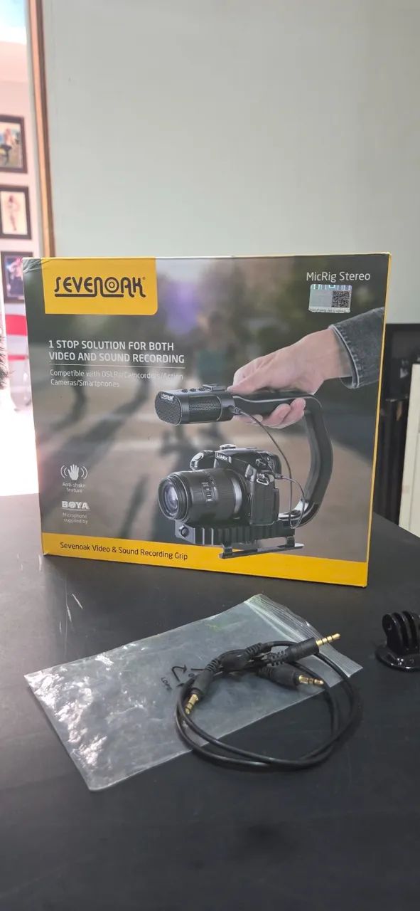 Estabilizador Grip para filmagem microfone para celular e DSL