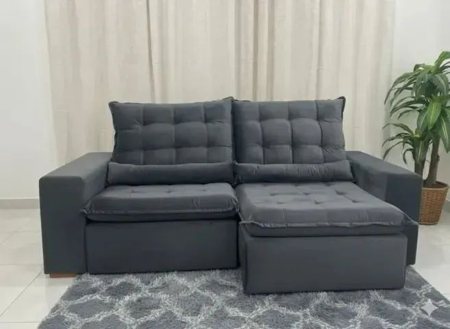 Sofá retrátil e reclinável Primus cinza com molas 