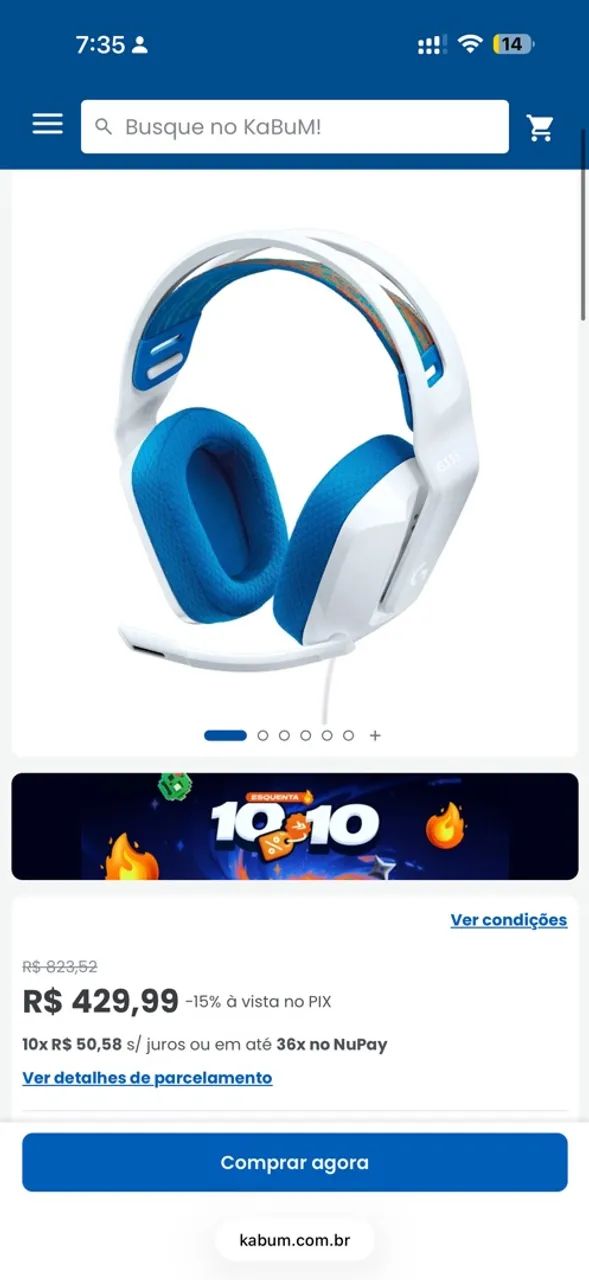 Headset Gamer Logitech G335 Branco/Azul com Caixa - Foto 2