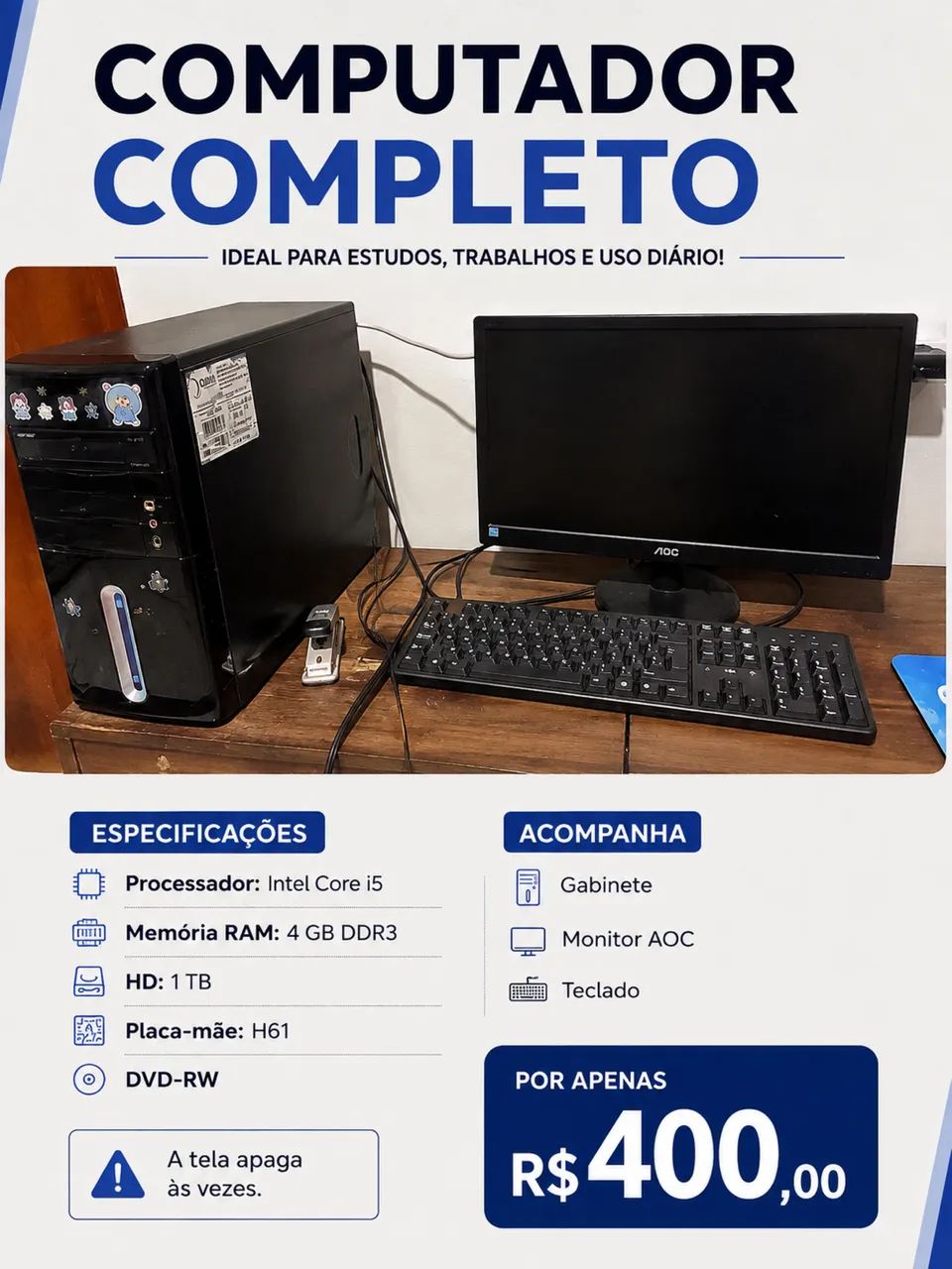 Computador Completo - barato pra vender rápido 