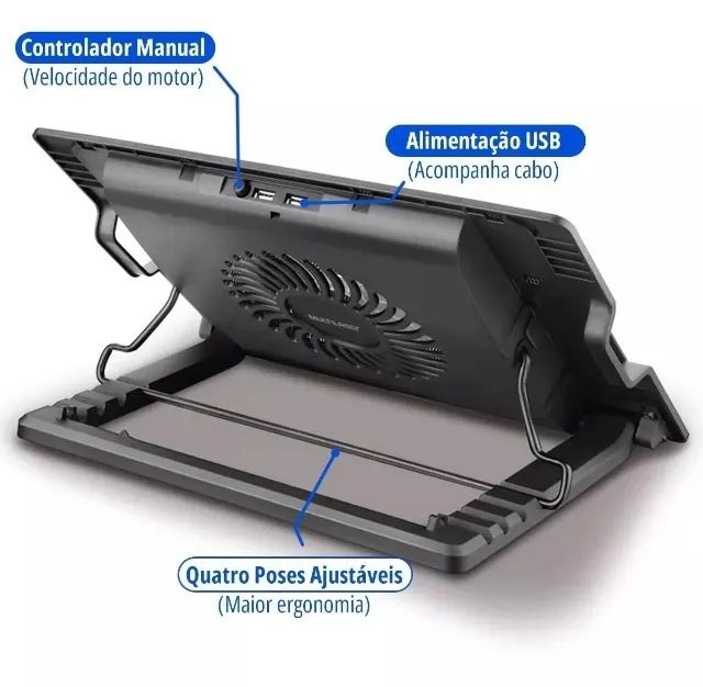 COOLER PARA NOTEBOOK AC263 COM LED NOVO - Foto 5