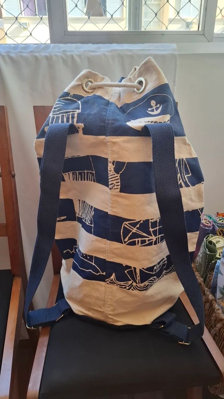 Mochila saco estilo marinheiro em canva - Foto 2