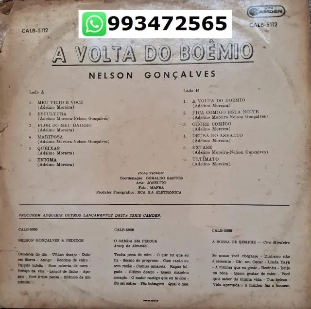 DISCO DE VINIL - NELSON GONÇALVES - A VOLTA DO BOÊMIO 1967 - Foto 2