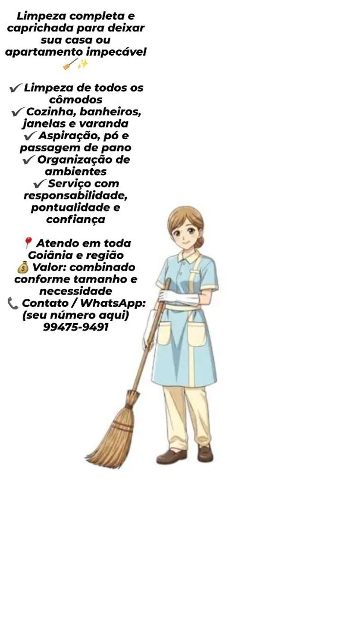 Faxina residencial e apartamentos Goiânia 