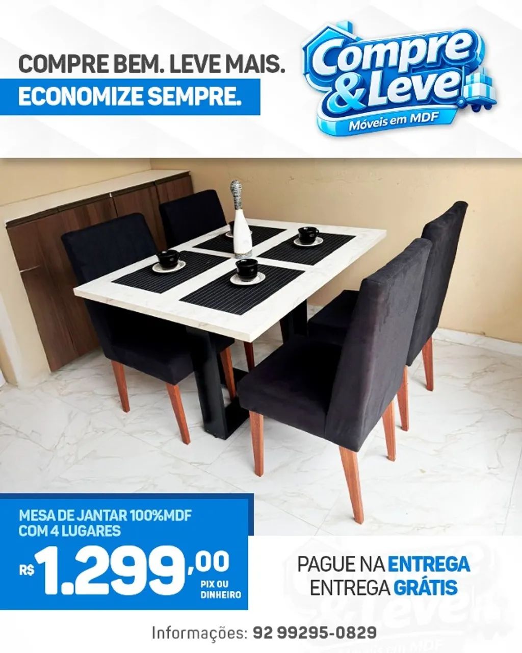 Mesa com 4 cadeiras com entrega grátis  - Foto 2