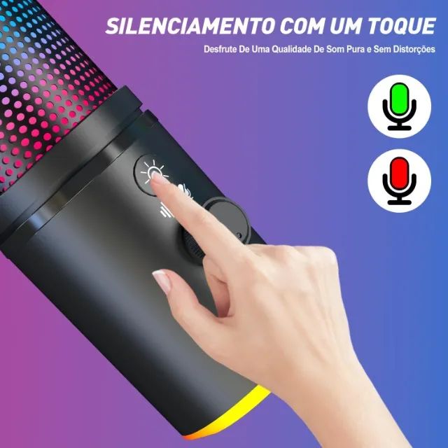 Microfone RGB,NEW USB Mic para PC/Notebook, com Arm, Condensador Mic - Foto 5