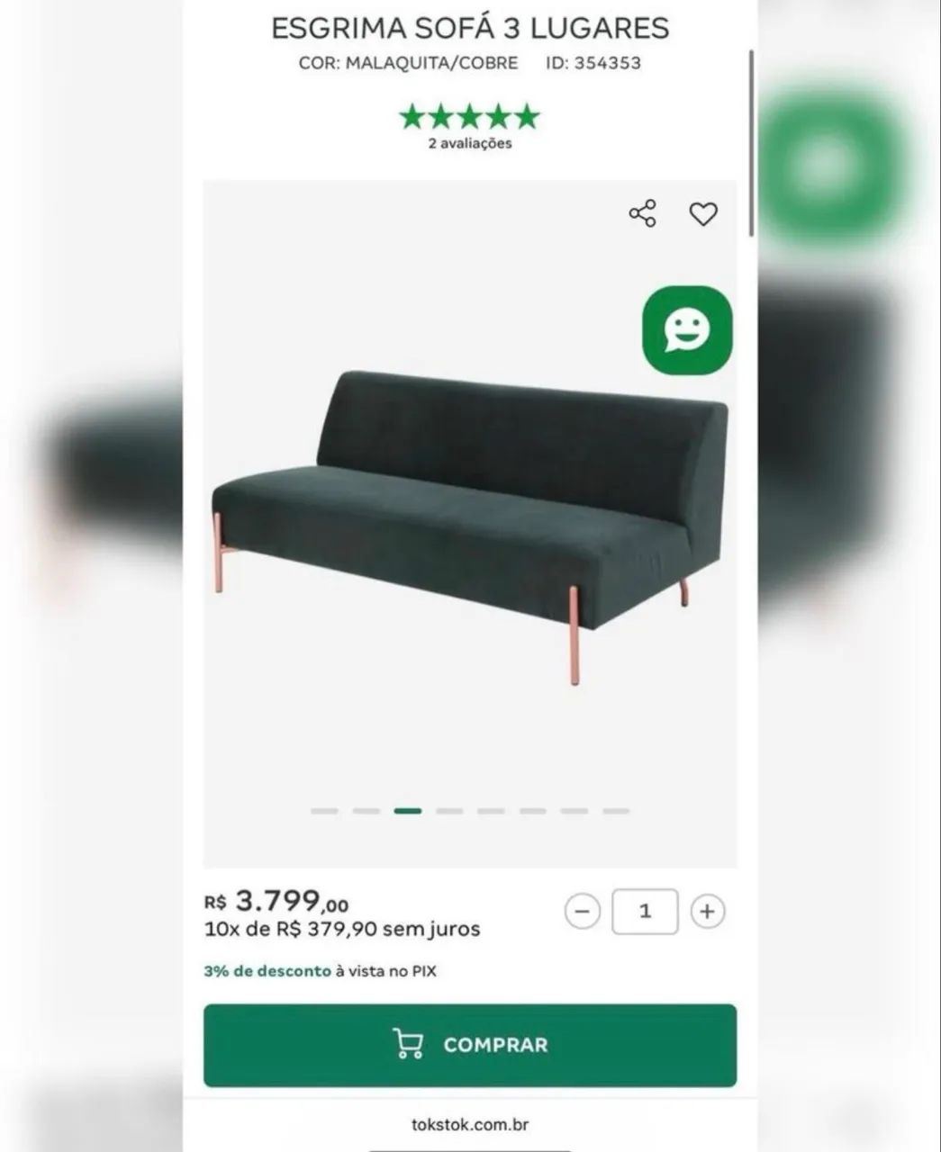 Sofá TokStok apenas 1 ano de uso - Foto 4