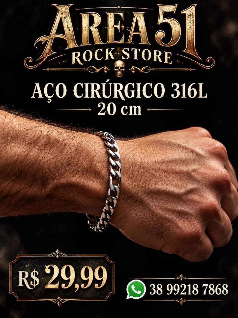 Pulseira em aço cirúrgico 316 L  - Foto 4
