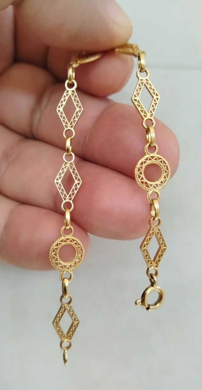 Pulseira feminina ouro 18k - 18cm - Foto 2