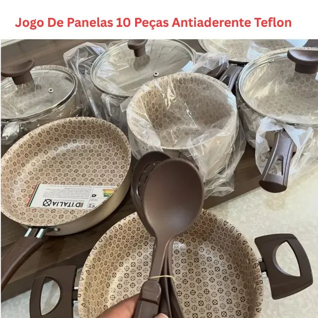 Jogo De Panelas 10 Peças Antiaderente Teflon - Linha Familiar Para Cozinha Completa, - Foto 3