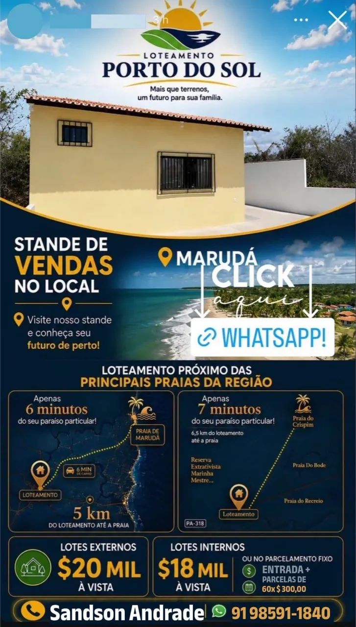 Marudá vendo Lote:10x25 com Entrada + Parcelas Fixas 300,00. - Foto 2