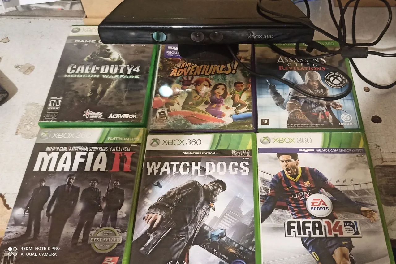 6 jogos originais de Xbox 360 mais um Kinect. - Jogos de Vídeo
