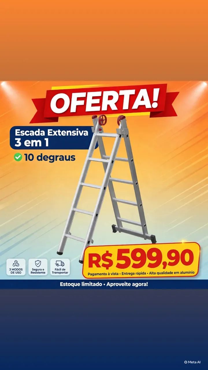 Escada de alumínio 3em1