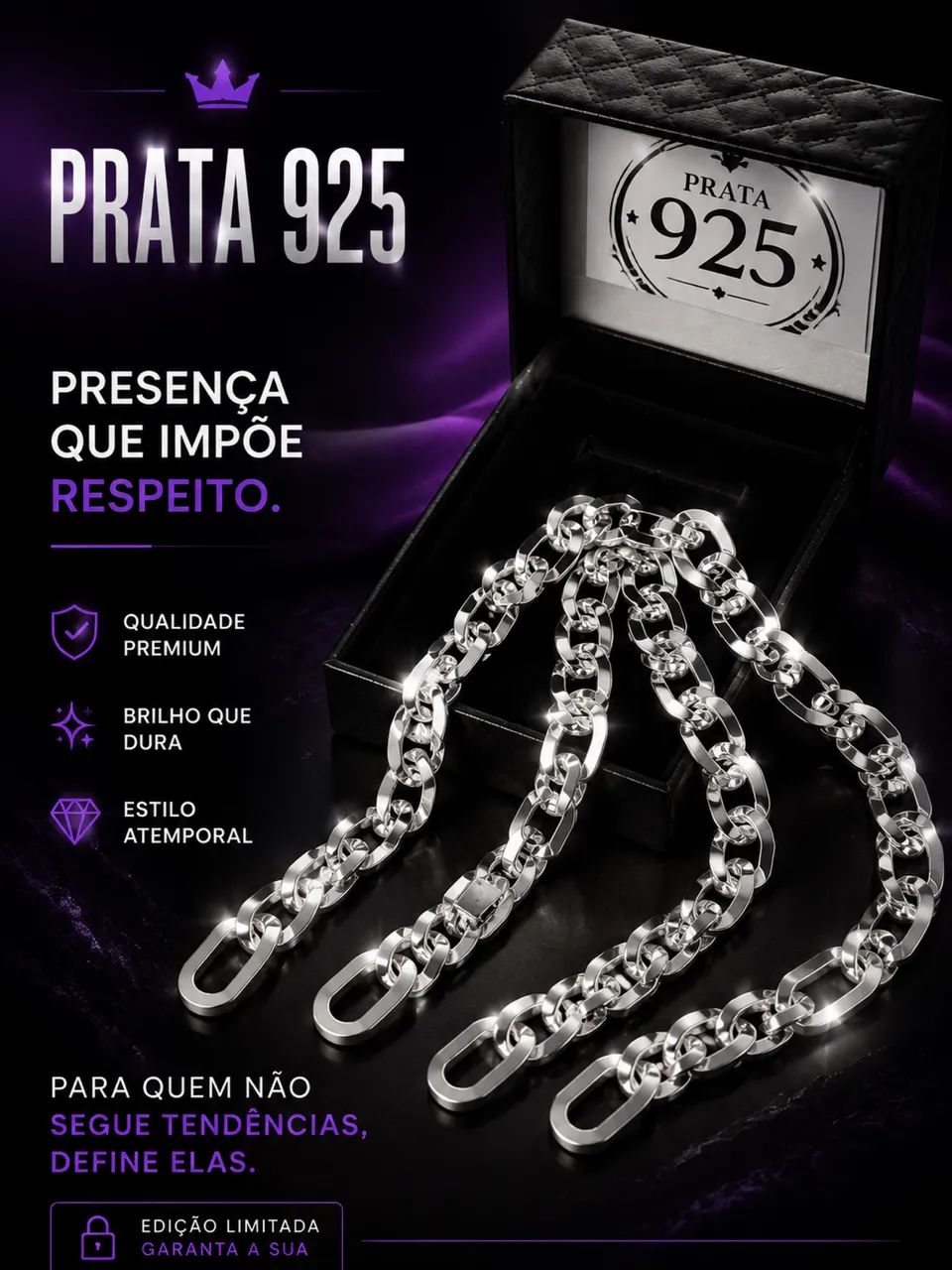 Corrente prata 3x1 Cartier 13MM 70cm  - Foto 3