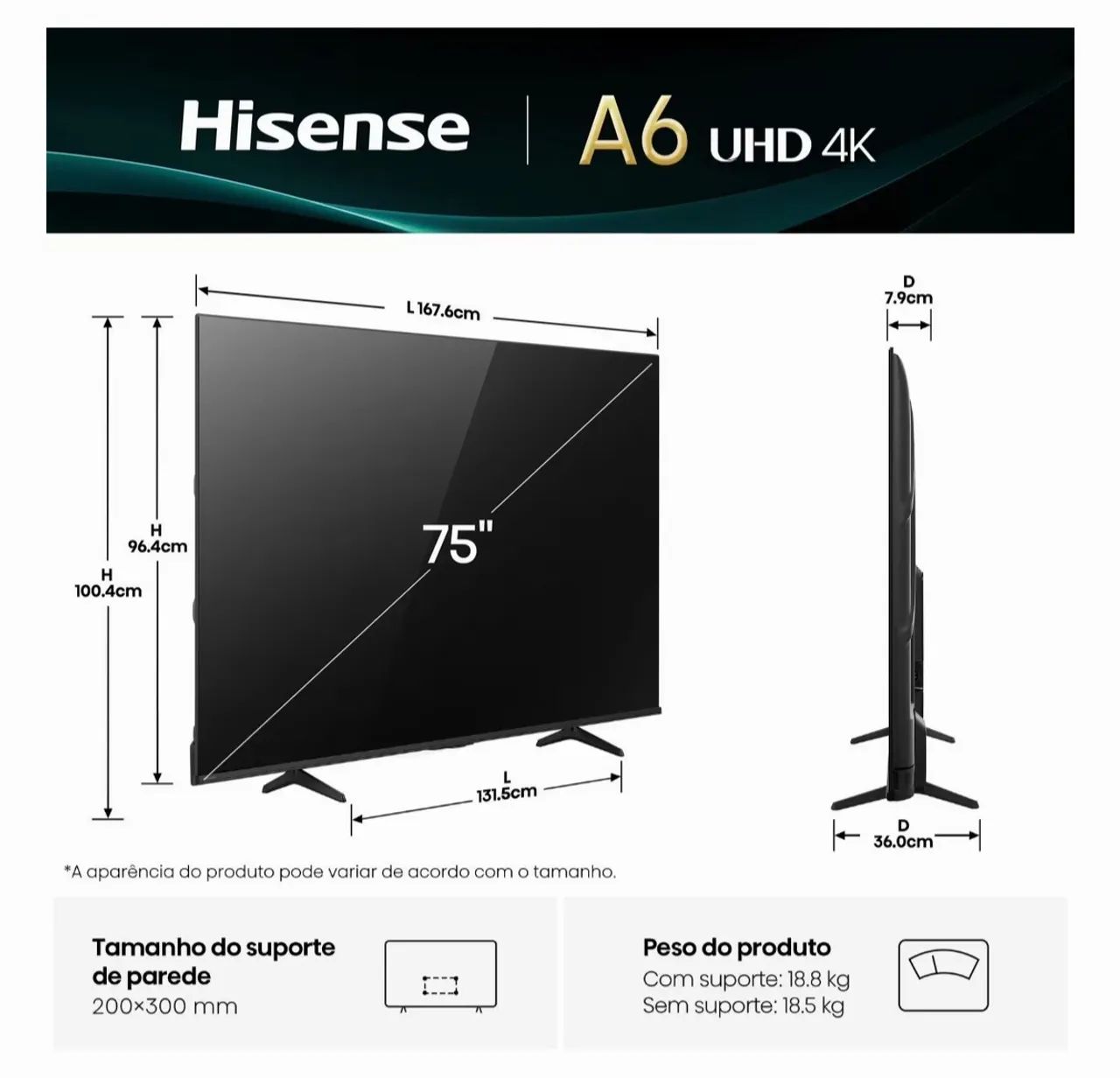 TV Hisense 75 Polegadas Nova Lacrada com Garantia e NF  - Foto 3