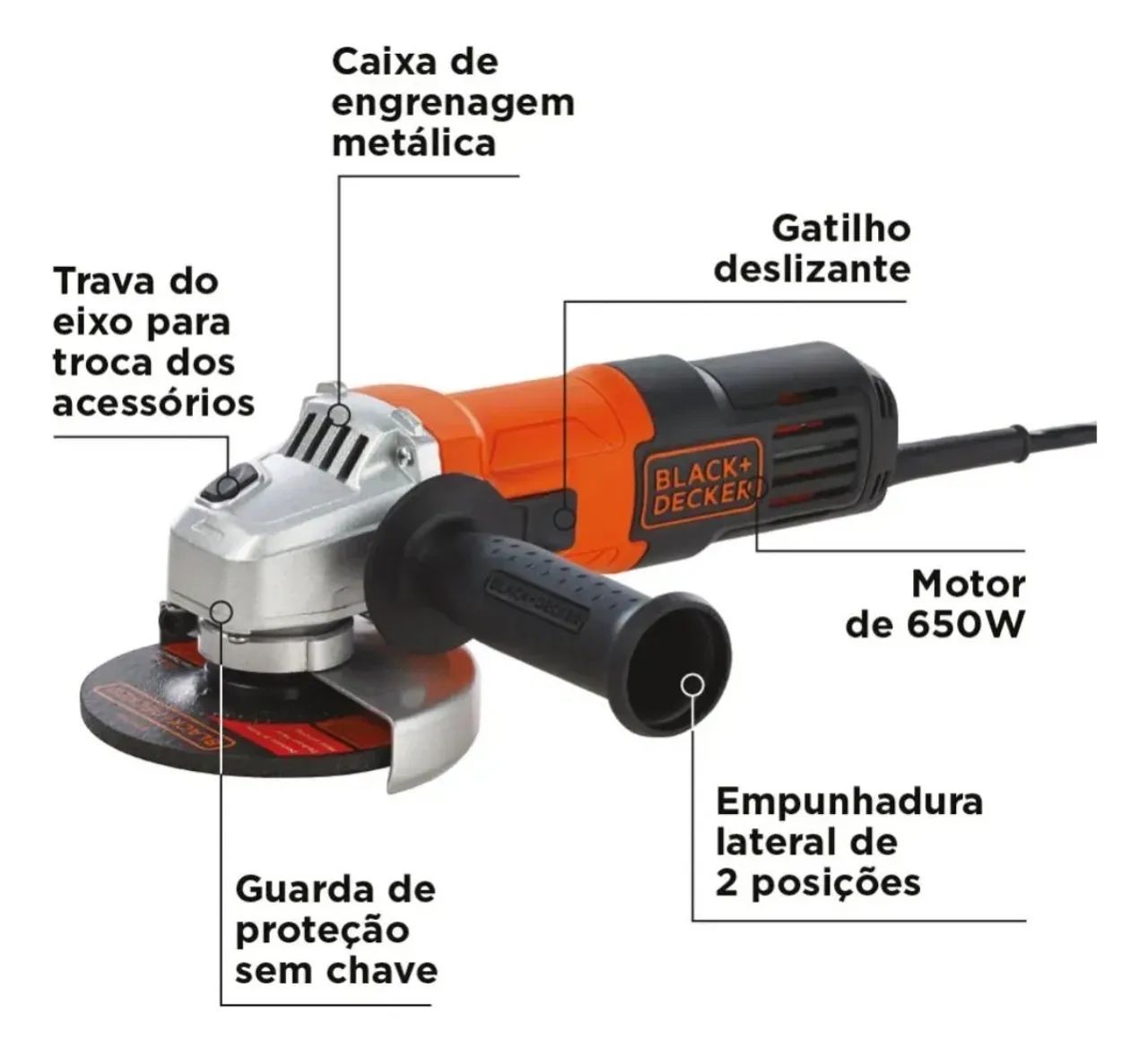 Nova Esmerilhadeira Lixadeira De Corte Angular G650 Black Decker - Foto 4