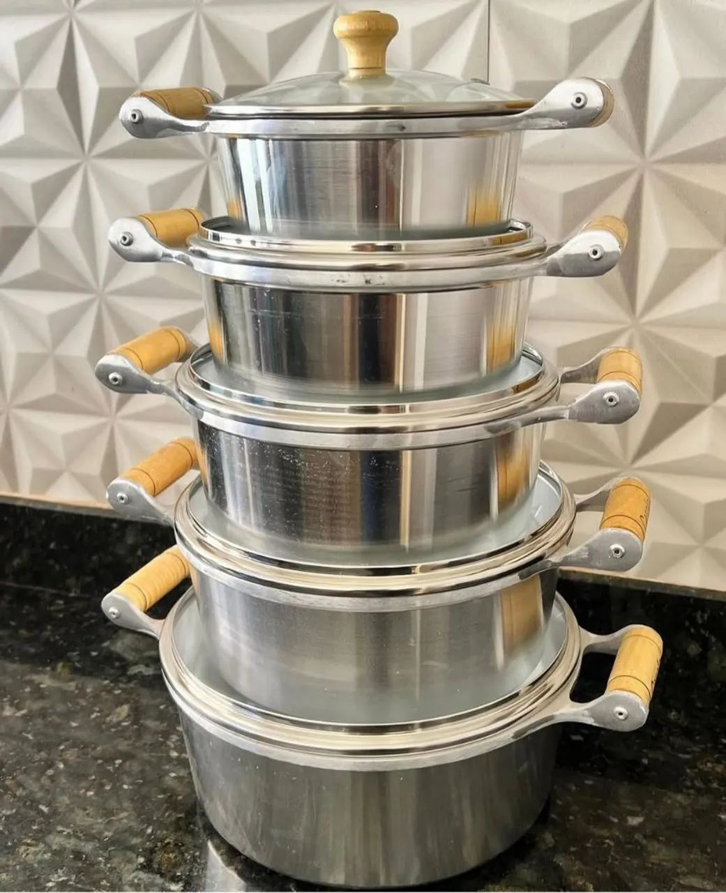 Kit de panela de alumínio batido 