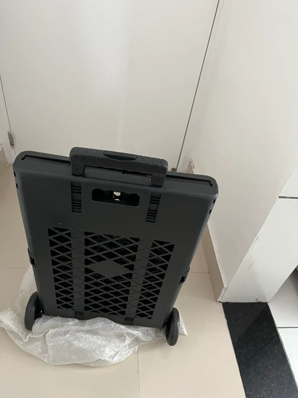Carrinho de feira compras dobrável com 4 rodinhas 25kg 60l