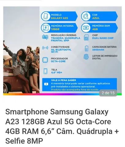 Smartphone Samsung Galaxy A23 128GB Azul 5G - Celulares e telefonia -  Pajuçara, Natal 1254218809