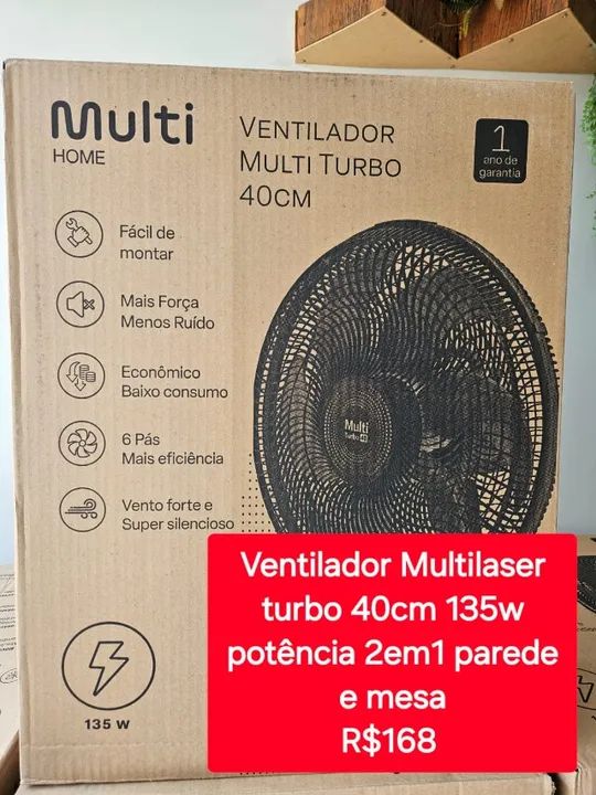 Ventilador 40cm Multi Turbo 40 -127v- Potência 135w Preto Multilaser