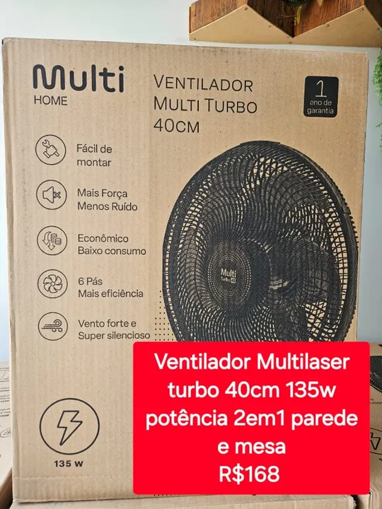 Ventilador 40cm Multi Turbo 40 -127v- Potência 135w Preto Multilaser