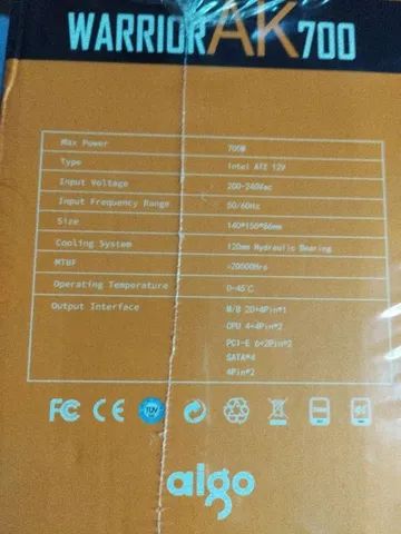 Fonte Aigo warrior AK700 700w - Foto 3