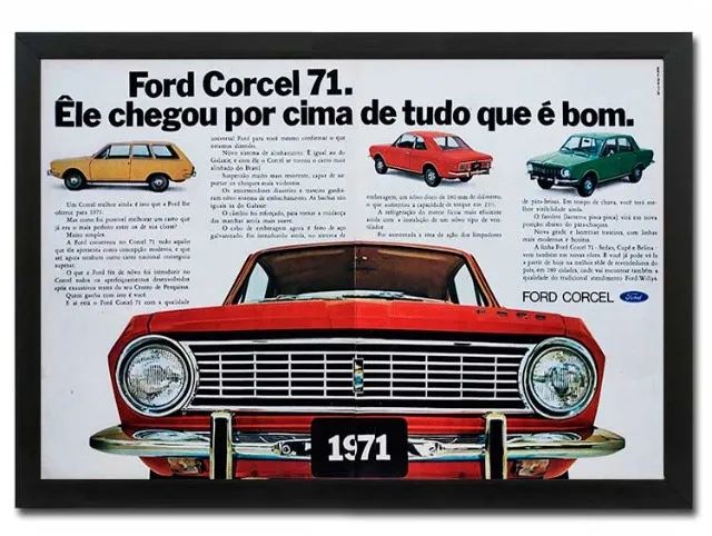 Ford Corcel e Belina 1971 - Quadro decorativo com propaganda original