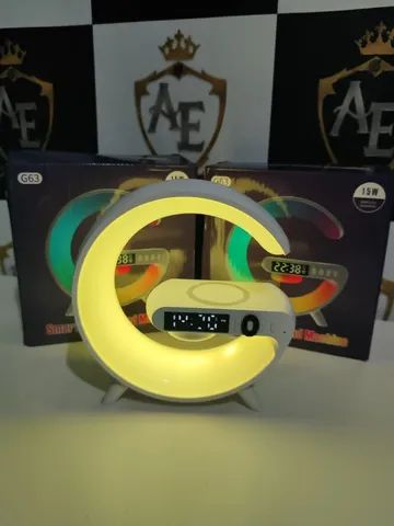  caixa de som luminaria / relogio / carregador - Foto 4