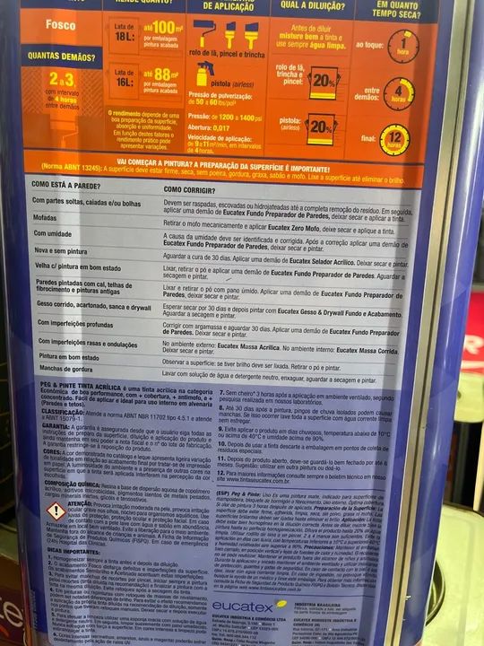 Tinta Eucatex Peg&Pinte acrílico econômico 18L fosco várias cores - Foto 2