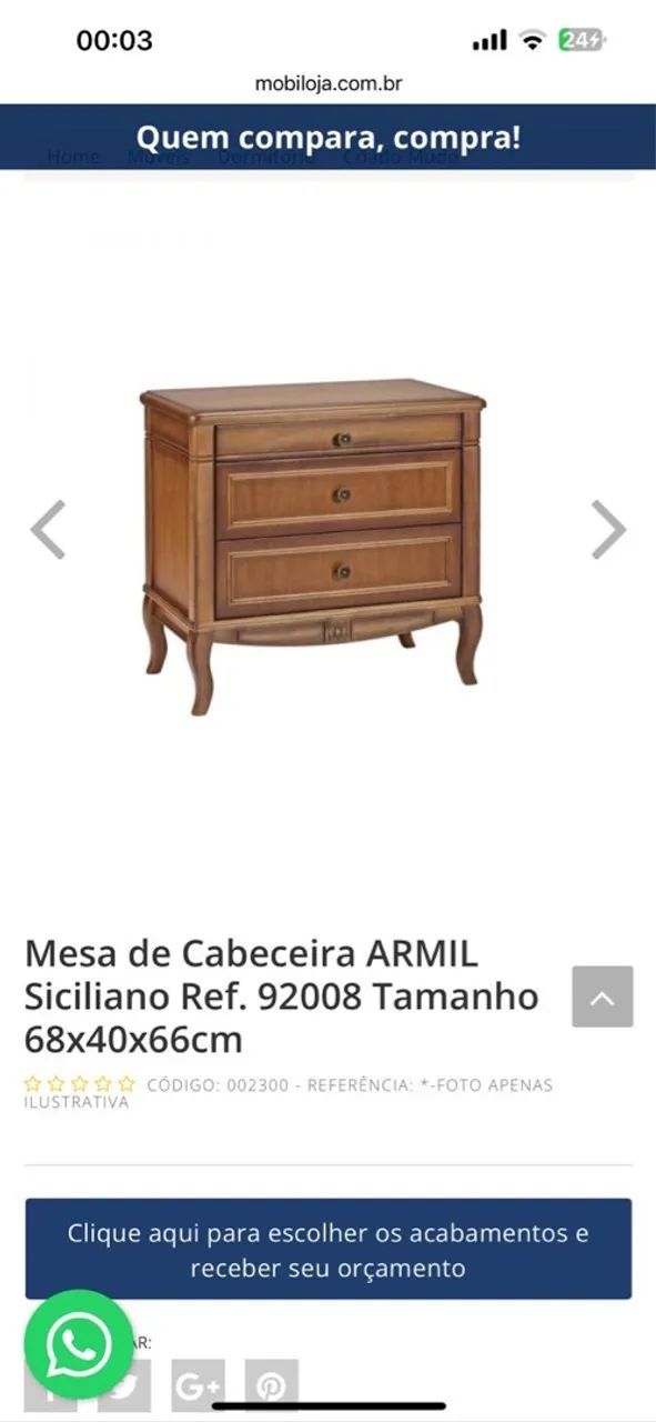 Cama, 02 criados e cômoda de madeira maciça - Foto 4