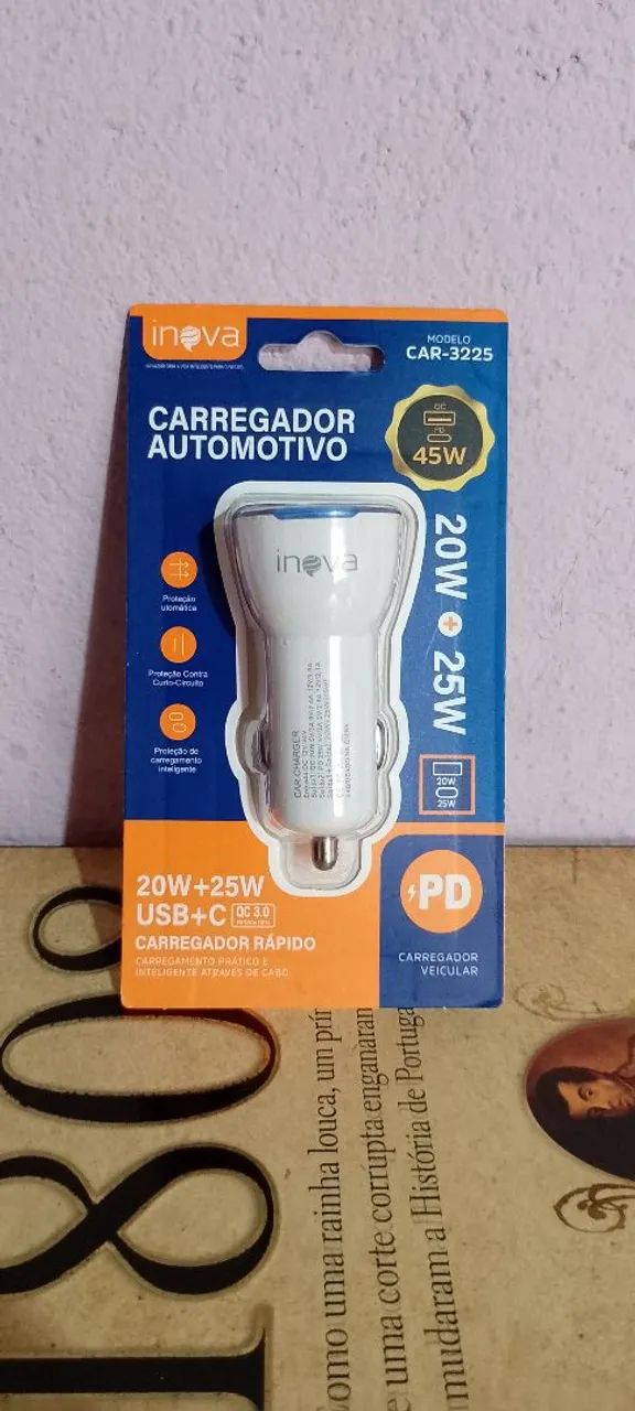 Carregador Automotivo 45W USB-C e QC 3.0 - Foto 4
