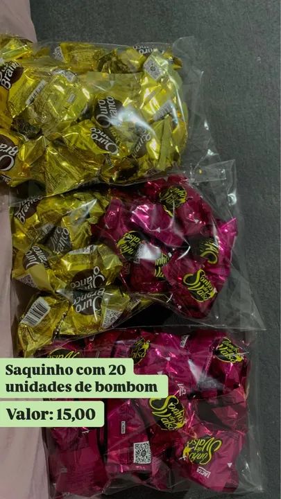 20 unidades de bombom Ouro Branco e Sonho de Valsa