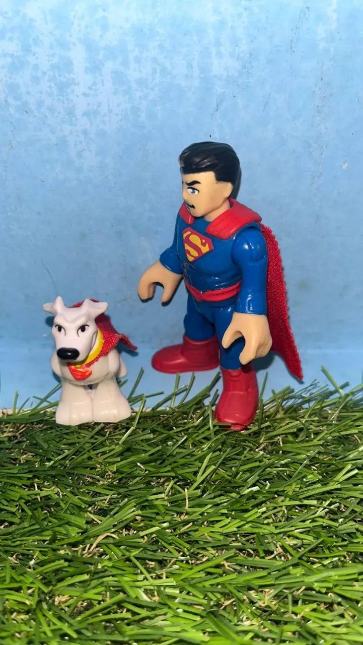 Imaginext DC Super Friends Superman e Krypto raro Mattel - Foto 2