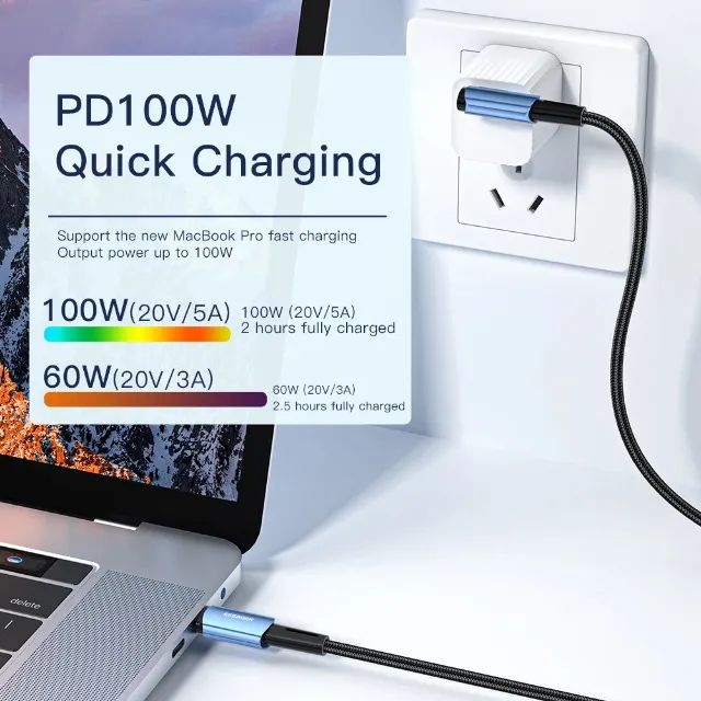 Cabo Carregador Usb C  100W conexão 90 Graus - Foto 4