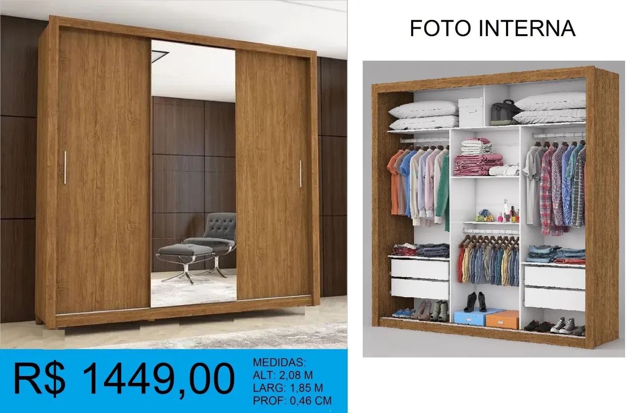 Guarda roupa a pronta entrega, espelhado com portas de correr - Foto 4
