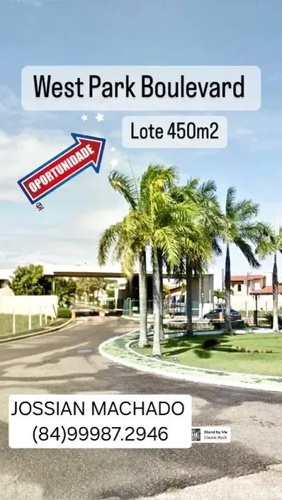 Lote com 450m² - Condomínio West Park Boulevard - Candelária - Natal RN