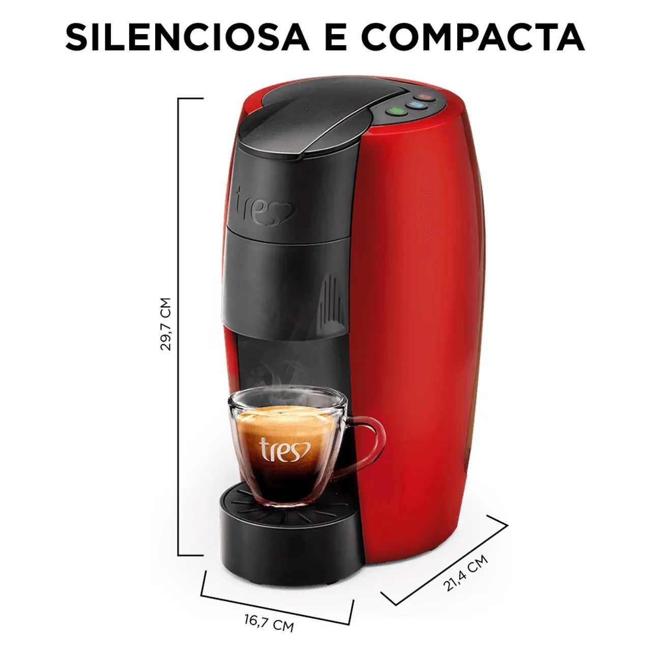 Cafeteira 3 corações Lov vermelha  - Foto 3