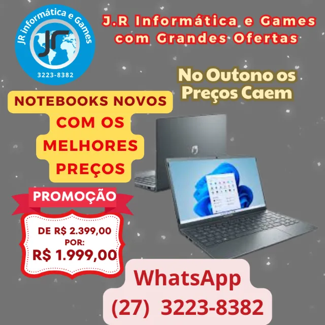 Notebooks Novos a partir de R$ 1.999,00, Confira