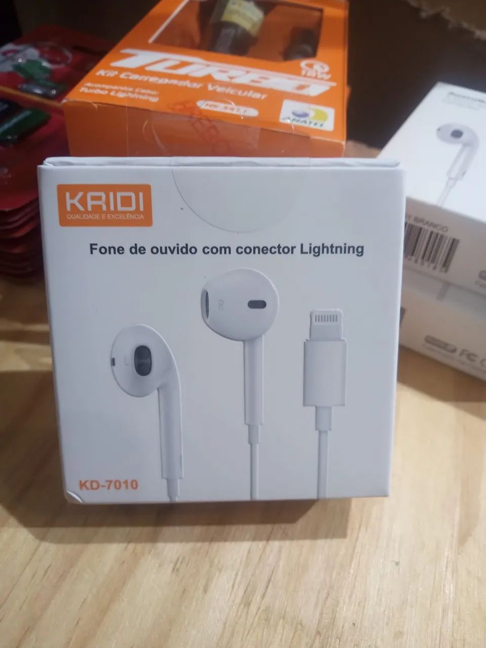Fone de Ouvido IPhone Lightning não precisa ligar o Bluetooth KAIDI KD-7010