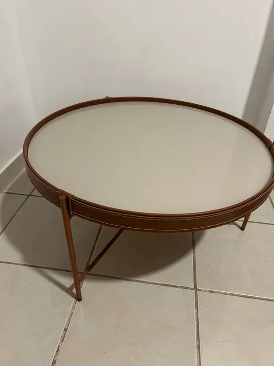 Mesa de Centro em Couro Marrom - Foto 3