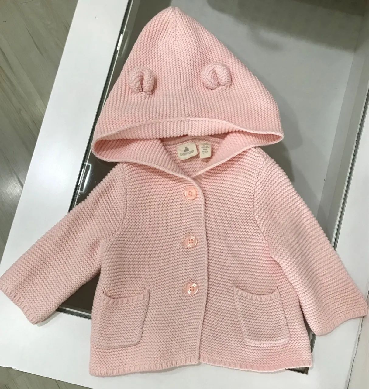 Casaco Bebê Rosa com Capuz de Ursinho - Baby Gap