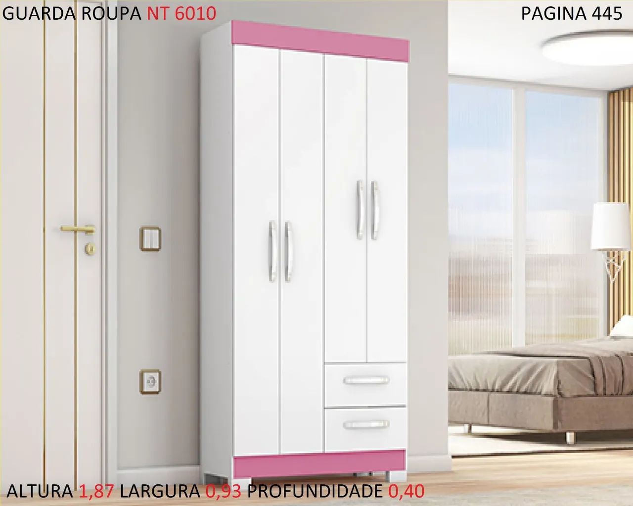 Guarda roupa solteiro 4portas 