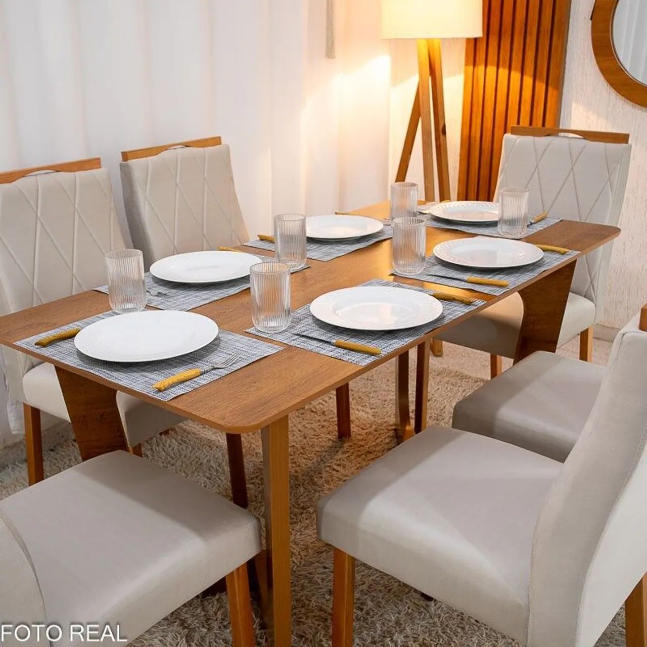 DUBAI DINING TABLE 160X80 WITHOUT GLASS, 6 LISBON SOLID WOOD CHAIRS RF64739713624323120