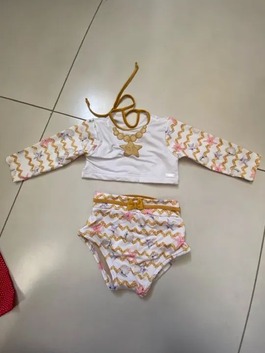 Biquíni Infantil de Sereia com Blusa de Manga Longa - Foto 2