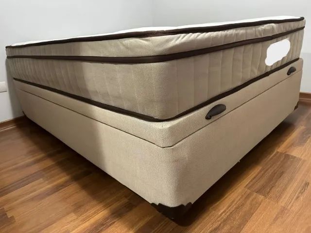 Cama de casal colchão + box c/ baú novo - Foto 6