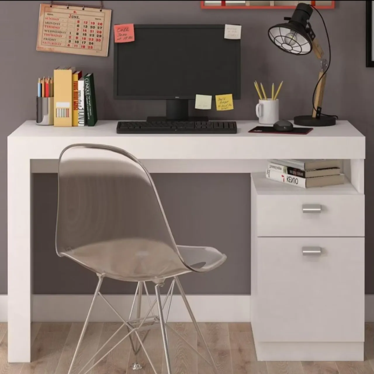 Escrivaninha Home Office 1 Gaveta 1 Porta Permobili Melissa Branco