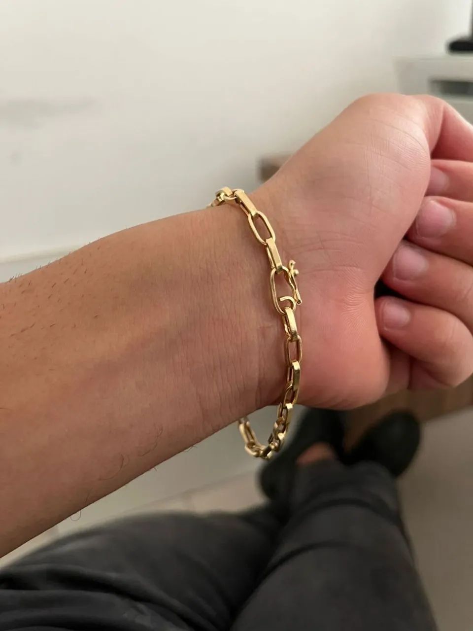 Pulseira Ouro 18k - Modelo Tijolinho Masculina - Foto 2
