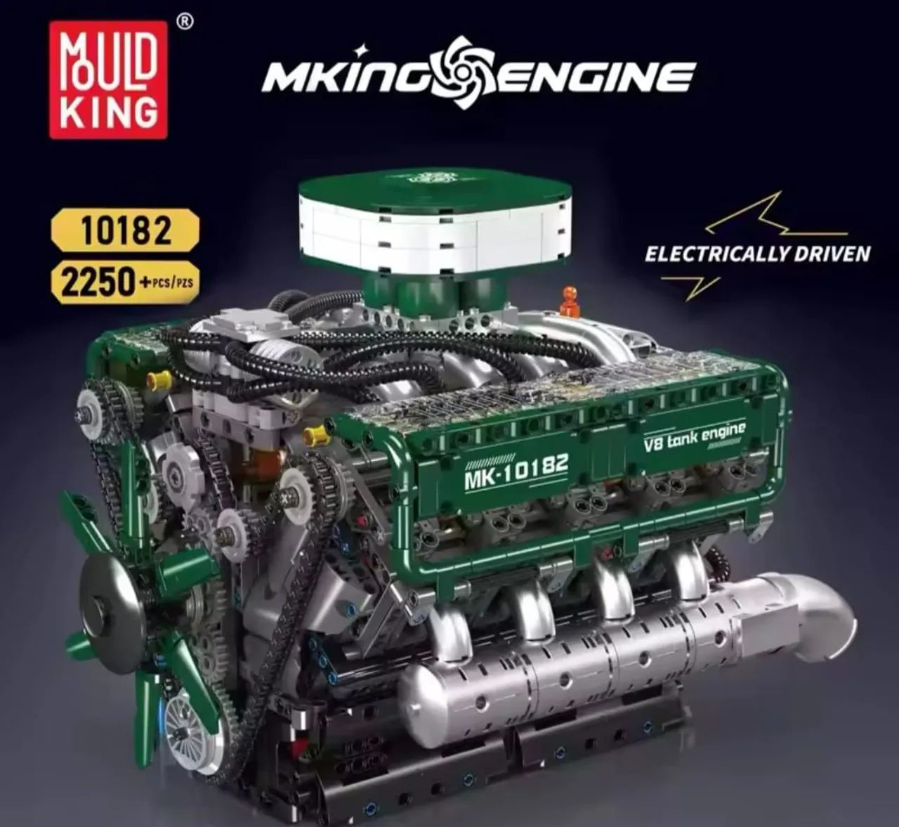 BLOCOS DE MONTAR MOTOR V8 TANK ENGINE 2250 PEÇAS MOD 10182 MARCA MOULD KING - Foto 2
