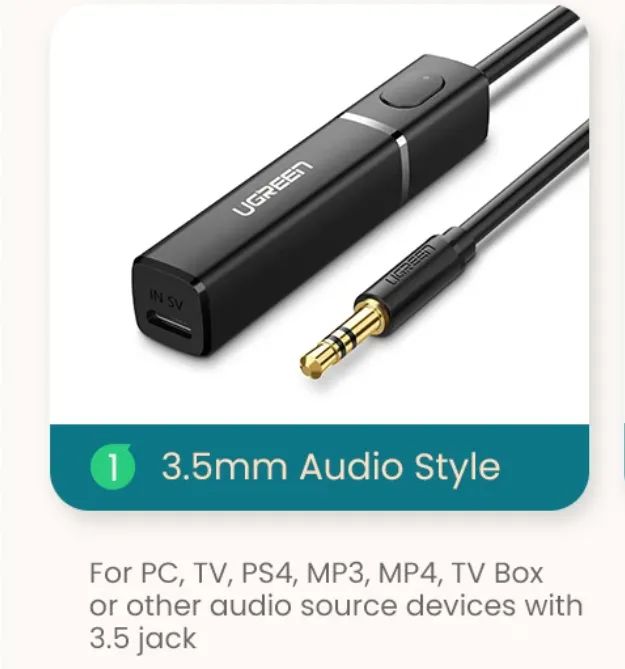Adaptador jack 3.5mm para Blutooth APTX Ugreen - Foto 2